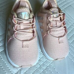 Kids Pink Adidas Mesh Athletic Sneakers